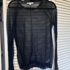 CAbi Black Pointelle Sweater #466 Medium